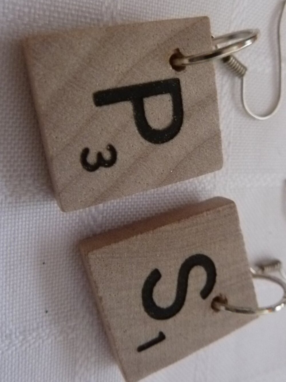 No13 Handmade earrings made from Scrabble tiles